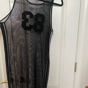 Striped Mesh Beach Cover Up